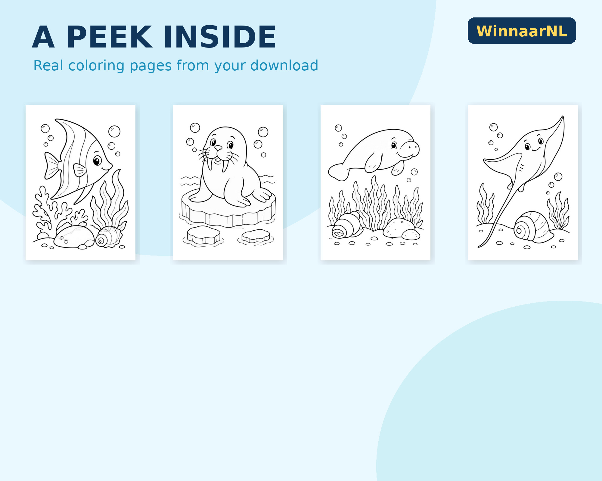 Ocean Animals Coloring Book inside preview