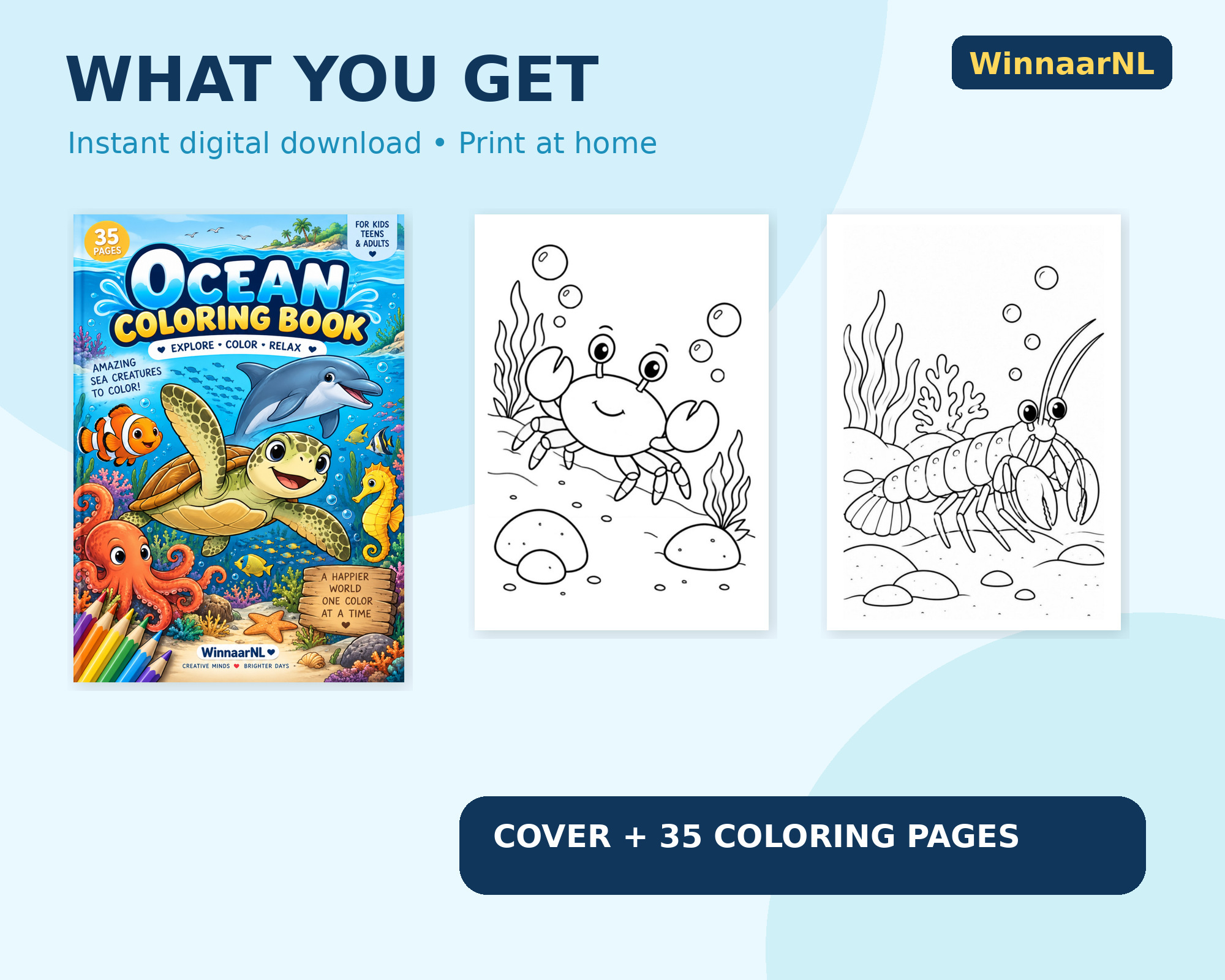 Ocean Animals Coloring Book contents